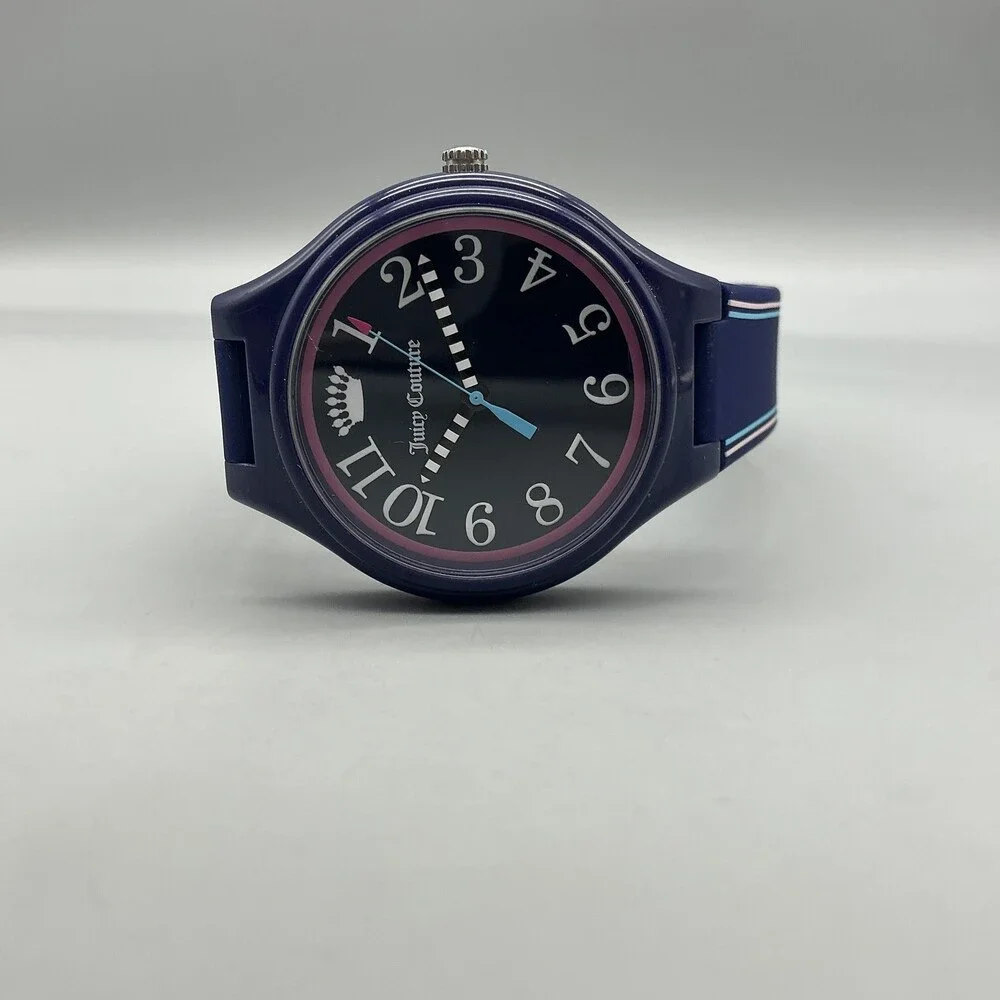 Juicy Couture Womens Watch 38mm Blue Pink Dial Navy New Battery